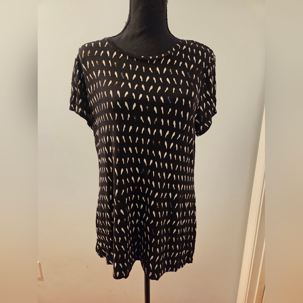 Adorable Short Sleeve Top With Bird Pattern